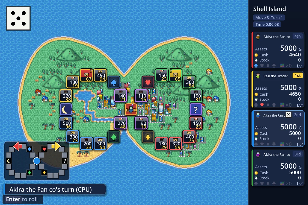 A match in progress — board, sidebar and minimap
