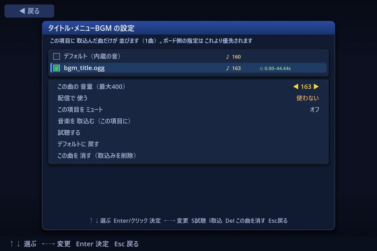 1つの項目のページ — 音量・配信・試聴